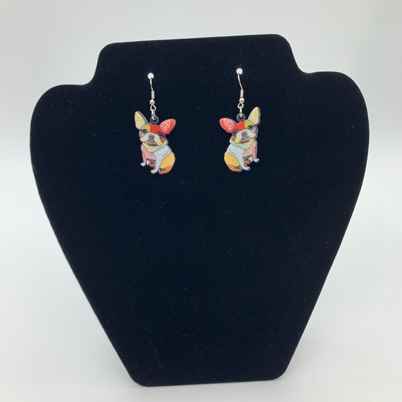 Cute & Adorable Anime Chihuahua Dog Acrylic Colorful Dangle Earrings Brand New! - Picture 3 of 3